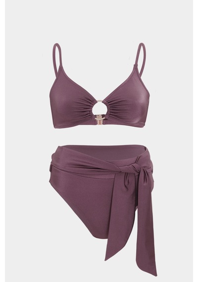 Açelyaokcu Premium Yüksek Bel Metıs Fit Kadın Bikini Altı Mürdüm