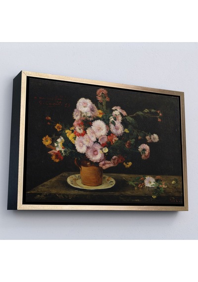 Ahşap Çerçeveli Aster Buketi, 1859, Gustave Courbet Tablo-7059