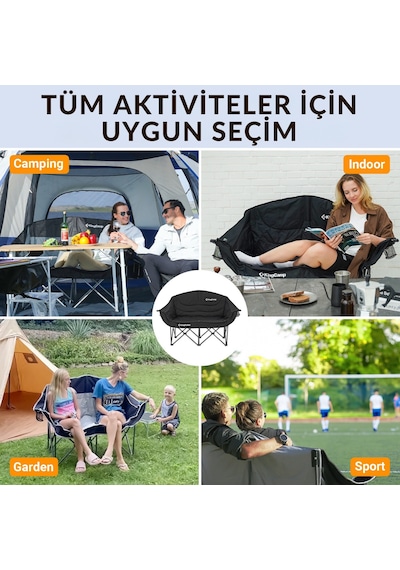 Kingcamp Loveseat Double Çift Kişilik Katlanır Kamp Sandalyesi Black Siyah
