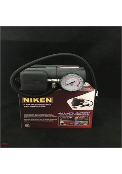 Niken Plastik Gövdeli Siyah Mini Oto Araç Hava Kompresörü 12v