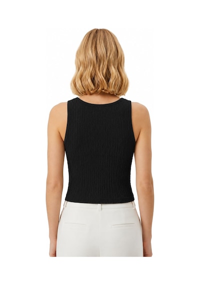 Cottonhıll Premium - Tide Collection Siyah Bisiklet Yaka Bürümcük Dokulu Kolsuz Kadın Crop Bluz Cottonhıll Premium - Tide Collection Siyah Bisiklet Yaka Bürümcük Dokulu Kolsuz Kadın Crop Bluz