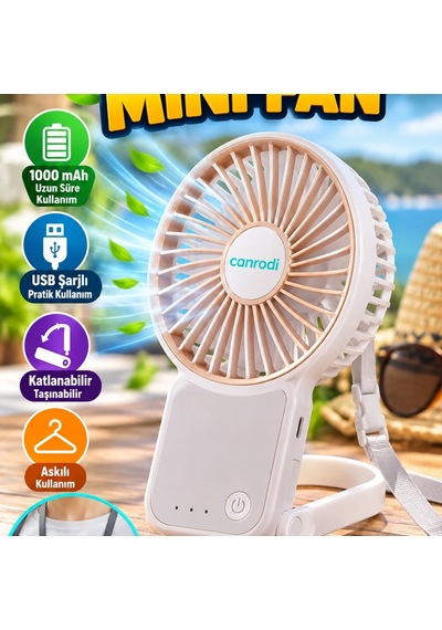 Katlanabilir Askılı Mini Fan 1000 Mah Usb Şarjlı Taşınabilir Masaüstü Fan