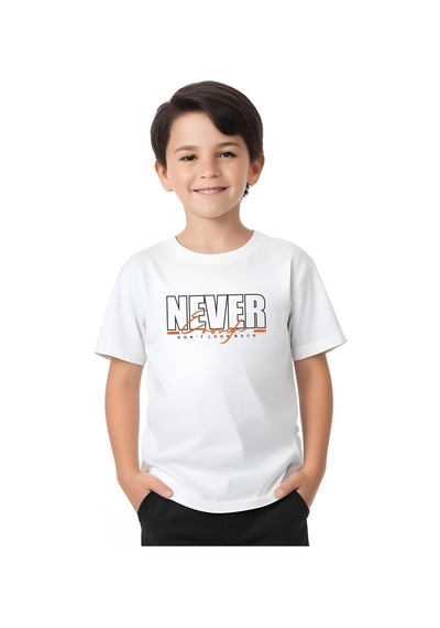 Fyk Kids Erkek Çocuk Never Don't Yazı Baskılı Alt-üst Yazlık Takım Beyaz