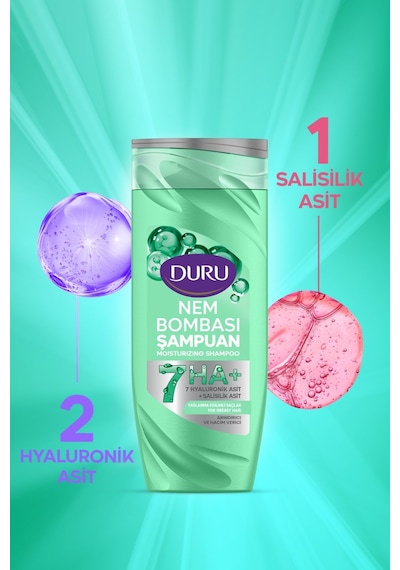 Duru Nem Bombası Şampuan 400 Ml Yağlanma-yıpranmış-kepeğe Karşı 3 Lü Karma Paket Tüm Saçlar