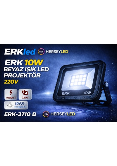 Erk 10w Beyaz 6500k Led Projektör 220v Erk-3710 B Beyaz Işık