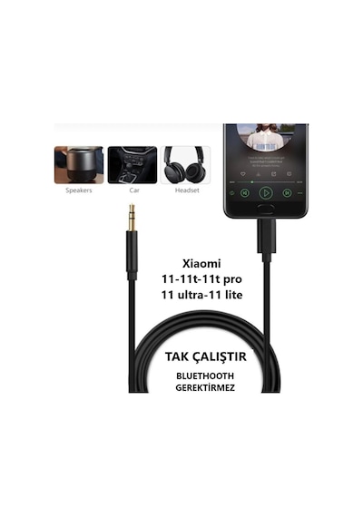 Xiaomi Mi 11t Pro Xiaomi Mi 11t Mi 11 Lite Mi 11 Ultra Aux Kablo Type C Aux Kablo Tak Çalıştır