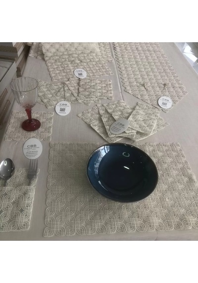 Buradabulabilirsin Sofra Takımı Orion Gardenya Keten Yemek Takımı 160x260 Masa Seti 26 Parça Runner Set Kapiçino Bbz