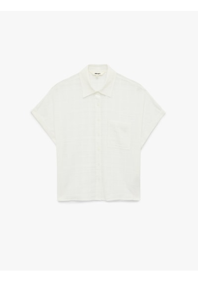 Koton Pamuklu Klasik Yaka Cep Detaylı Kısa Kollu Oversize Gömlek Kırık Beyaz 6sak60085pw Ekru Koton Pamuklu Klasik Yaka Cep Detaylı Kısa Kollu Oversize Gömlek Kırık Beyaz 6sak60085pw Ekru