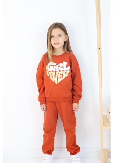 Miababy Girlpower Baskılı Takım Kiremit