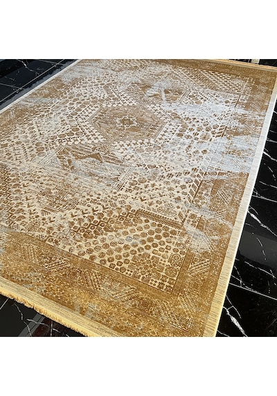Elexus Halı Diamond 3846 Gri Gold Modern Salon Halısı Gri Gold