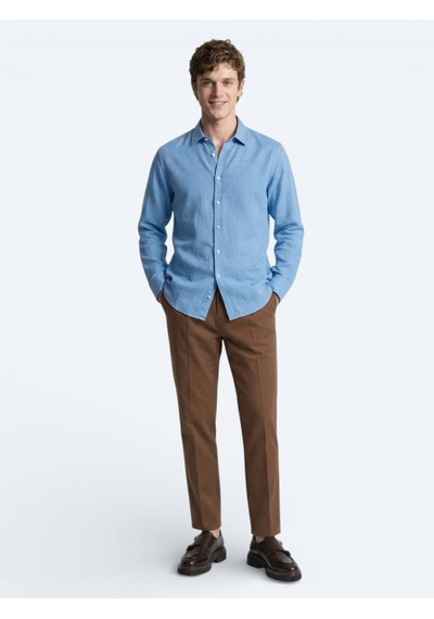Kip Mavi Regular Fit Dokuma Casual %100 Pamuk Gömlek