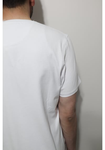 Santa Dmctekstil Erkek 2675 Düz Spor Kesim Rahat Kalıp Bisiklet Yaka Basic T-shirt Beyaz