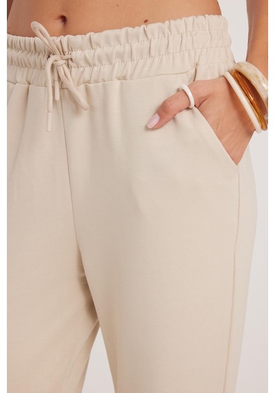 Tudors Kadın Relax Fit Rahat Kesim Modal Kumaş Beli Bağlamalı Lastikli Jogger Taş Eşofman Altı-39590