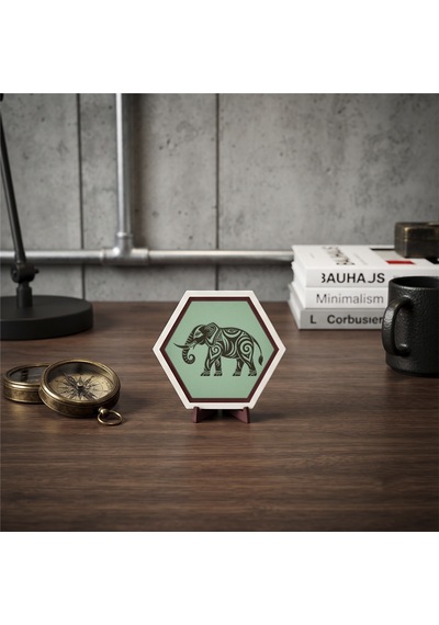 Modern Fil Motifli Masaüstü Objesi Ev Ve Ofis Dekorasyonuna Güç Ve Şıklık Katan Modern Parça 10x10 Cm, Açık Yeşil