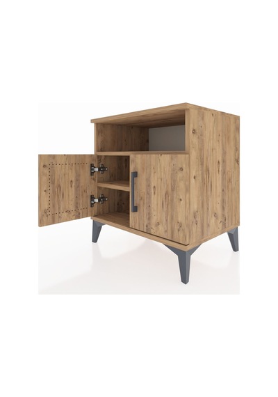 Hyperion Komodin 2 Raflı 2 Kapaklı 60x44x64 Çam-çam Çam