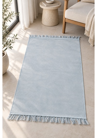 Düz Velur Kadife Seccade 70x110 Cm Buz Mavisi