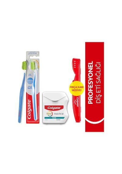 Colgate Ultra Soft Diş Fırçası + Colgate Nane Diş İpi 50 M + Fırça Kabı