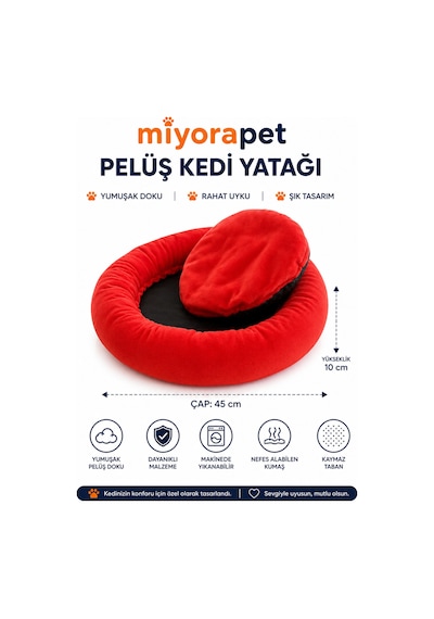 Kedi Yatağı-kırmızı
