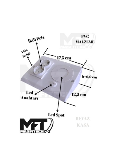 Masfitech Tezgah Altı Prizli Led Aydınlatma 3w 4000k Günışığı Beyaz