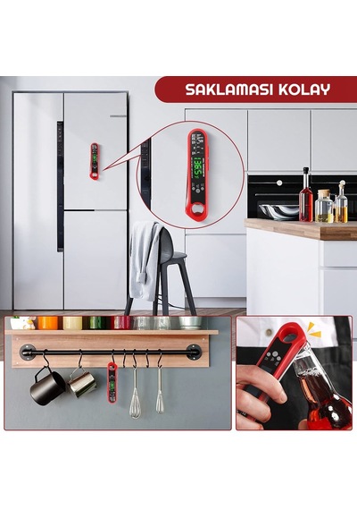 3 Farklı Problu Alarmlı Paslanmaz Çelik Dijital Termometre