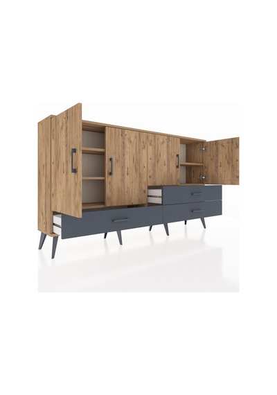 Arges Konsol 5 Raflı 3 Çekmeceli 4 Kapaklı 176x30x99 Çam-çam/antr Çam-çam/antrasit Arges Konsol 5 Raflı 3 Çekmeceli 4 Kapaklı 176x30x99 Çam-çam/antr Çam-çam/antrasit