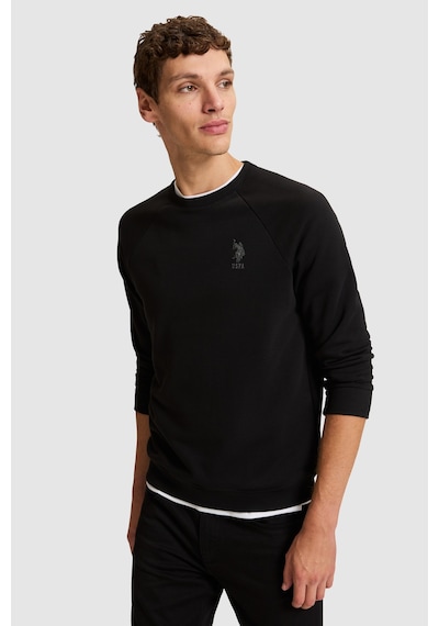 U.S. Polo Assn. Erkek Siyah Bisiklet Yaka Regular Fit Basic Sweatshirt 50329441-vr046