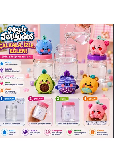 Magic Jellykins Sürpriz Peluş Sihirli Dönüşüm Kavanozu 02 - Çok Renkli