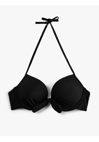 Koton Kalp Yaka Fiyonklu Push-up Bikini Üstü Siyah 6sak10019mm