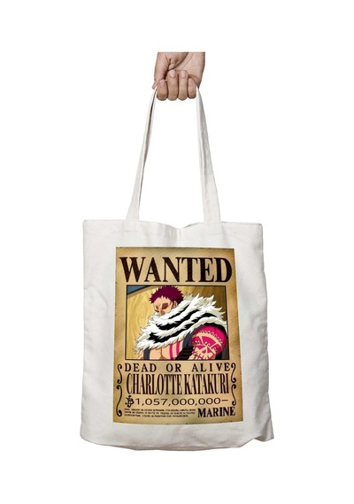 Art Hediye Wanted Charlotte Katakuri Anime İki Tarafı Kalıcı Baskılı Yıkanabilir Çanta Çok Renkli