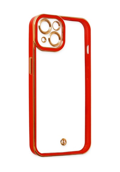 Apple Uyumlu - iPhone 14 Plus Kılıf Liva Lens Silikon - Kırmızı