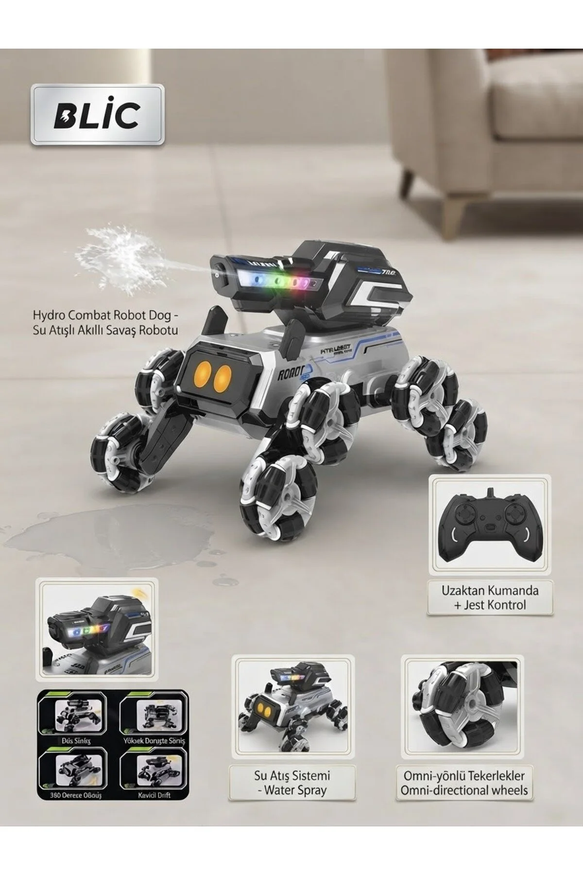 Su Atışlı Akıllı Uzaktan Kumandalı Ve Jest Kontrollü Robot Köpek