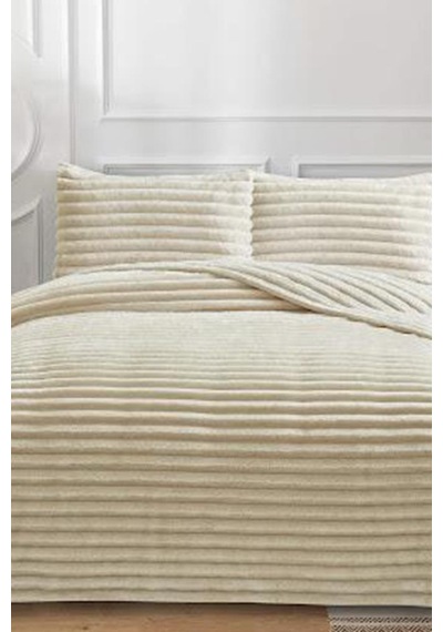 Eterna Peluş Tek Kişilik 180x240 Cm Yatak Örtüsü Bej Bej