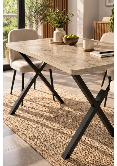 Sulorahome Modern Ahşap Görünümlü Mutfak Ve Yemek Masası 110x70 Cm Ahşap Desenli