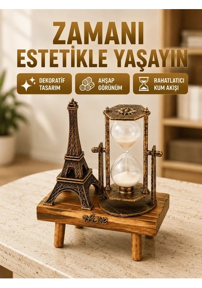 Lb Ahşap Gövdeli Dekoratif Kum Saati Masa Üstü El Sanatı Aksesuarı