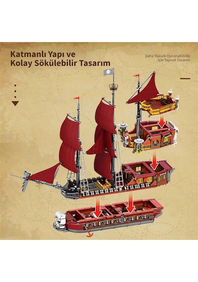 Reobrix 66010 Korsan Gemisi Yaratıcı Yapı Blok Seti Building Blocks Pirate Revenge - The Pirates - 2776 Parça