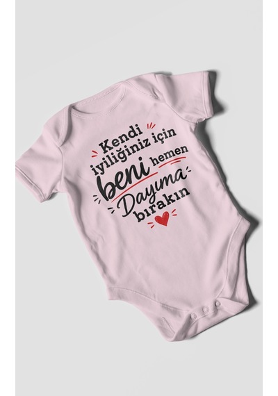 Morivokids Dayıya Özel Kısa Kollu Bebek Body %100 Pamuk Zbn258-kk Bebe Pembe