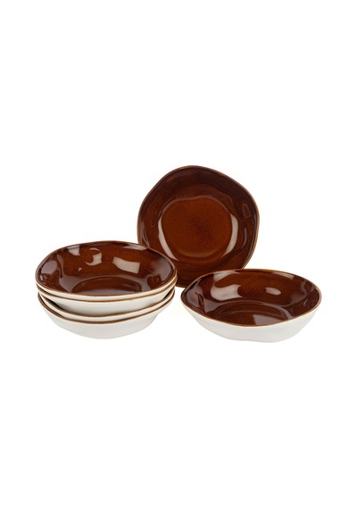 Mikasa Moor Beyaz Karamel 6lı Çukur Tabak Kase 18cm P374.115460 Kahverengi