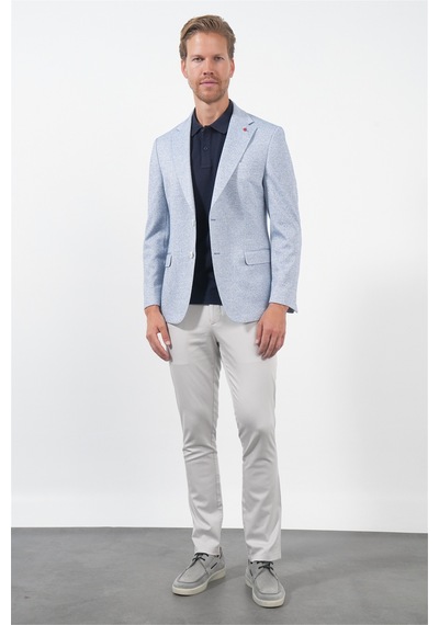 İmza Beyaz-lacivert Mono Yaka Örme 6 Drop Slim Fit Ceket 1002260153 Beyaz - Lacivert