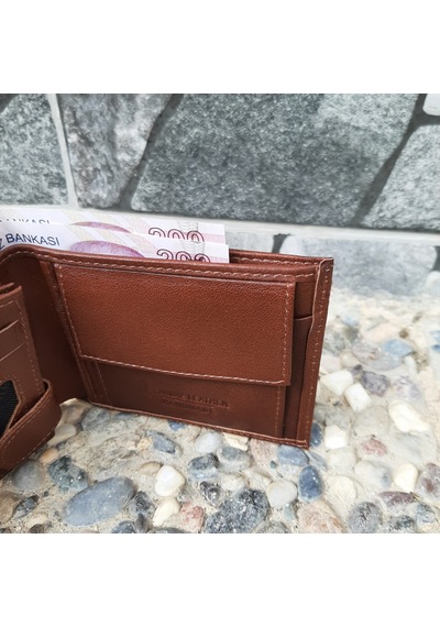 Gvnbag Hakiki Deri Erkek Bozuk Para Gözlü Taba Cüzdan Gvn-0132