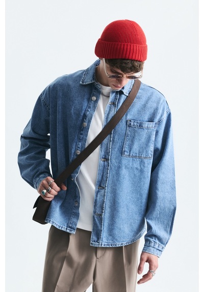 Vamos Oversize Denim Gömlek K.mavı