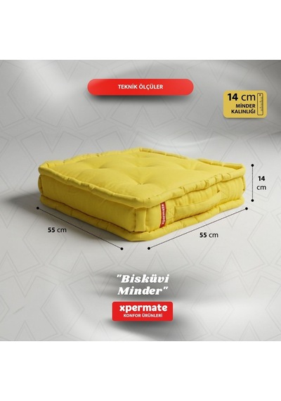 Xpermate Bisküvi Minder Petek Önü Fransız 55x55x14 Sarı
