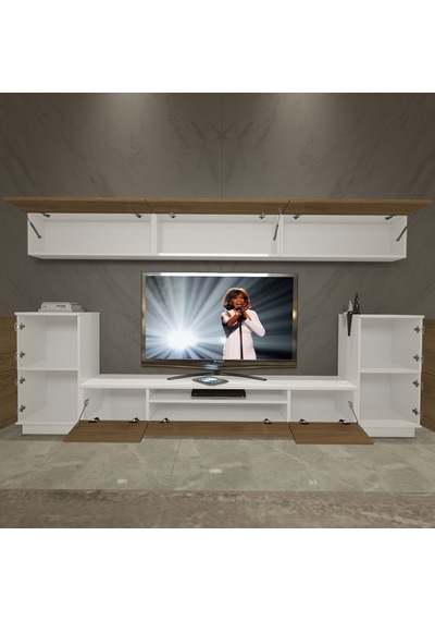 Decoraktiv Trendstyle 9s Mdf Tv Ünitesi Tv Sehpası - Beyaz Pera Beyaz - Meşe