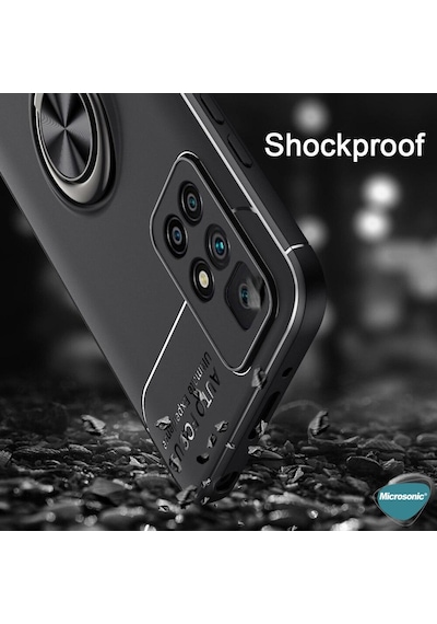 Microsonic Xiaomi Redmi 10 2022 Kılıf Kickstand Ring Holder
