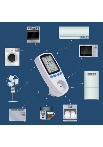 Asıgo Enerji Maliyeti Ölçüm Cihazı 2'li Set I 8 Ölçüm Değeri Ve Büyük Konforlu Ekranlı Priz İçin Elekt