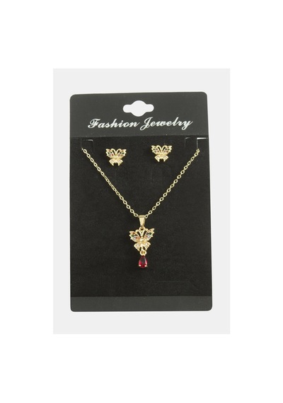 Kelebek Zirkon Taşlı Set Kolye çok renkli 54045611