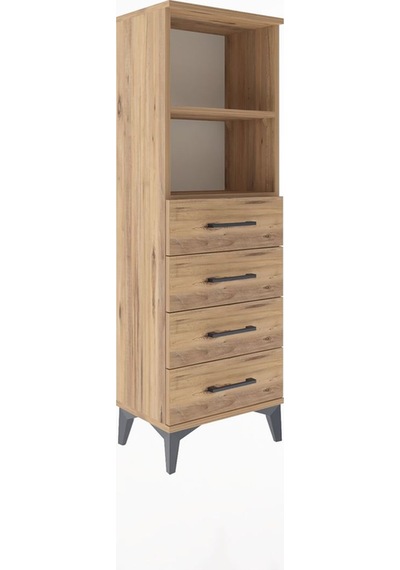 Arges Dolap 2 Raflı 4 Çekmeceli 44x30x134 Çam-çam Çam