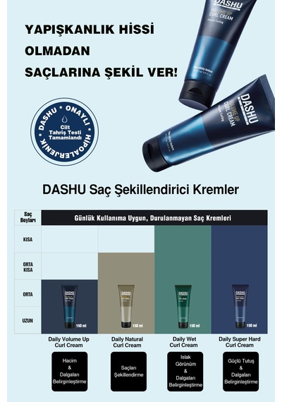 Hacim Veren, Dalgaları Belirginleştiren Saç Şekillendirici Krem Dashu Daily Volume Up Curl Cream