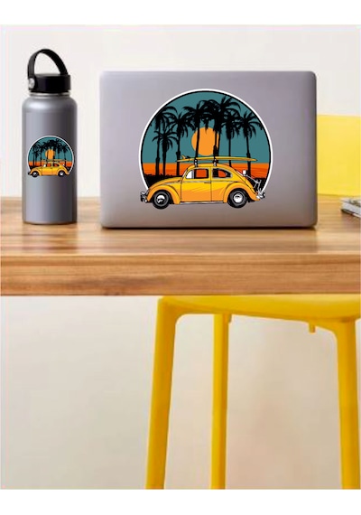 Classic Volkswagen Vosvos Sticker - Araba Oto Motosiklet Karavan Sticker - 00065 30x27 Cm