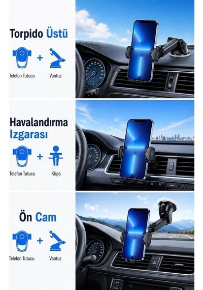Premium Mobil Stant Pratik Aparat Telefon Tutucu Araç İçi Oto Aksesuarları Jx039 Siyah