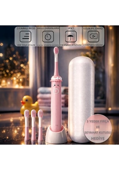 Ayrex Mioji Oral B2 Kids Care Şarj Edilebilir Diş Fırçası Pembe + 4 Adet Fırça Başlık Diğer